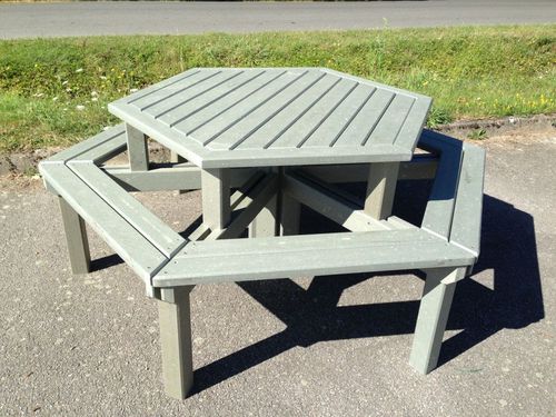 Contemporary picnic table - Urban'Ex - made from recycled materials / hexagonal / 100% recycled