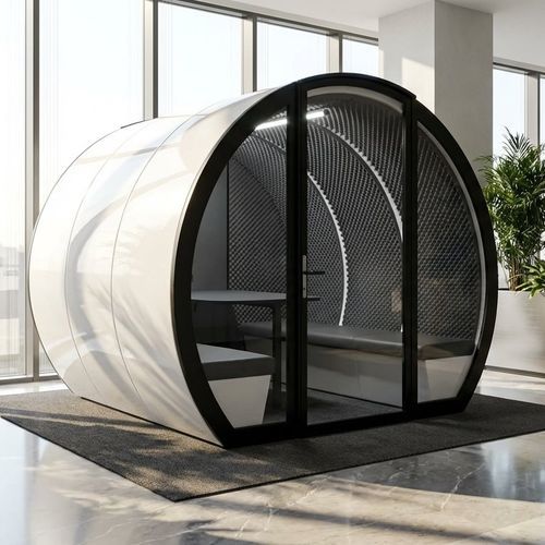 Office pod with built-in lighting - The meeting pod - acoustic / with office units / with glass door