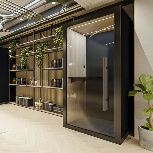 Open plan area phone booth - The meeting pod - for office / solid wood / textile