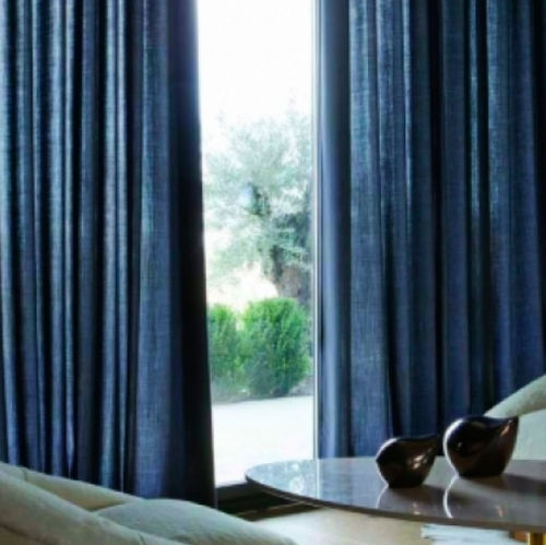 plain blue curtain fabric