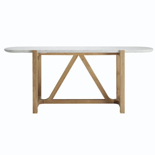 Contemporary dining table - STONELEAF* - BLEU NATURE - marble / oak / oval