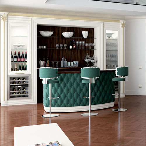 Bar counter - EGO - BRUMMEL - wooden / leather / semicircular