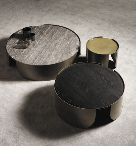 Contemporary coffee table - ATENAE - CANTORI - wood / marble / metal base