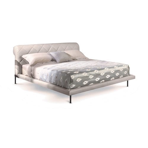 Double bed - GREGORY - CANTORI - contemporary / upholstered / with leather headboard