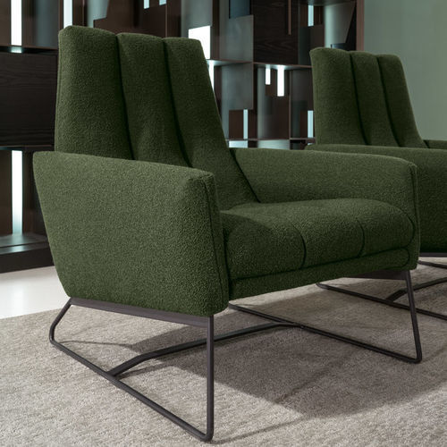 Contemporary armchair - JACKIE - CANTORI - fabric / iron / green