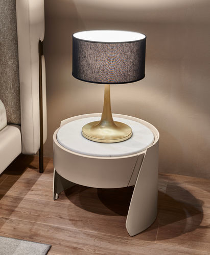 Contemporary bedside table - SHARON - CANTORI - leather / metal / metal base