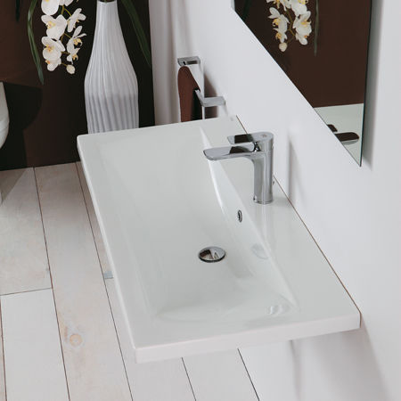 Wall-mounted washbasin - CLEVER 50 - Ceramica Althea - ceramic / rectangular / 1-hole
