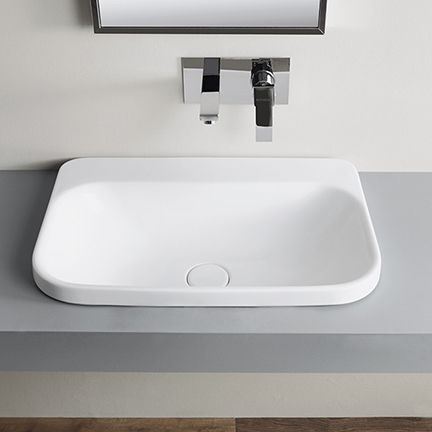 Semi-recessed washbasin - DIVA SLIM - Ceramica Althea - ceramic / rectangular / 1-hole