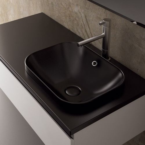 Semi-recessed washbasin - MOVADO 45 - Ceramica Althea - ceramic / rectangular / without hole