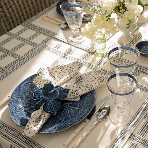 Linen napkin - GARDEN TRELLIS - CHELSEA TEXTILES - patterned / geometric pattern / printed