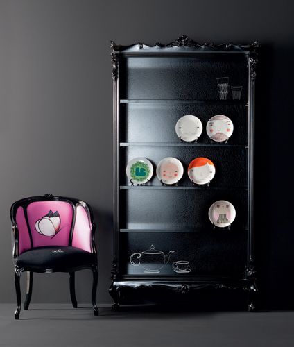 Free-standing bookcase - SUSANNA CR/3730 - CREAZIONI - New Baroque design / wooden / black
