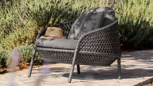 Contemporary armchair - AHNDA  - DEDON GmbH - fabric / synthetic fiber / aluminum