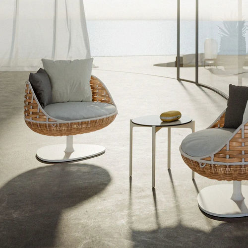Contemporary armchair - SWINGREST - DEDON GmbH - fabric / aluminium / teak