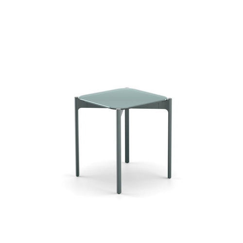 Contemporary side table - IZON - DEDON GmbH - glass / laminate / aluminum base