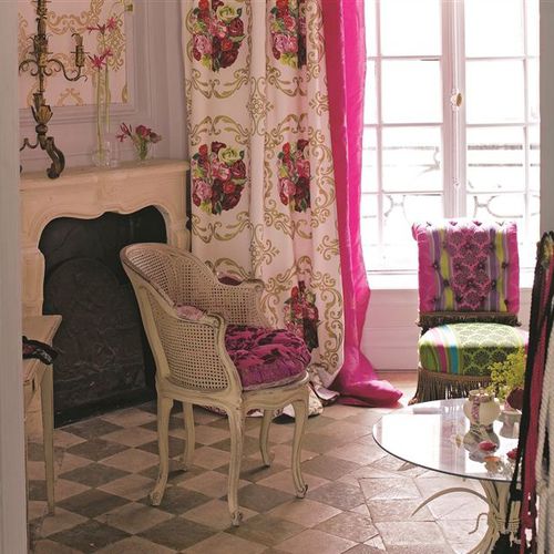 Curtain fabric - FLORIMUND - DESIGNERS GUILD - striped / floral pattern / cotton