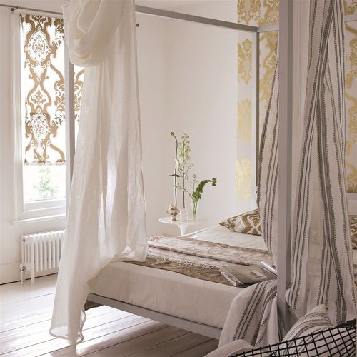 Plain sheer curtain fabric - CORREZE - DESIGNERS GUILD - striped / linen / jacquard
