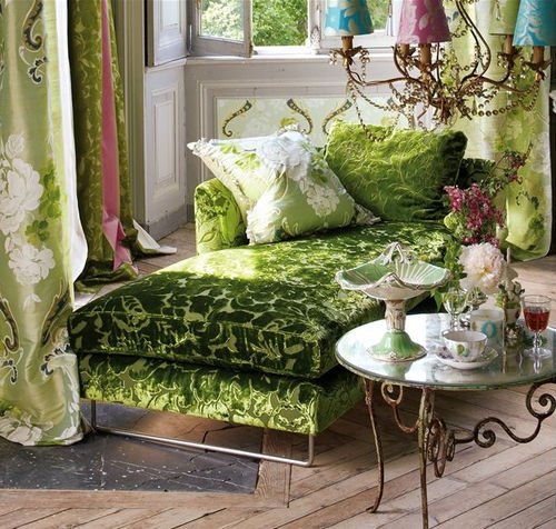 Upholstery fabric - MONTEVERDI - DESIGNERS GUILD - for curtain / striped / floral pattern