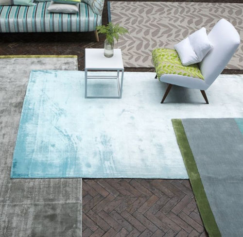 Contemporary rug - EBERSON AQUA - DESIGNERS GUILD - plain / wool / rectangular