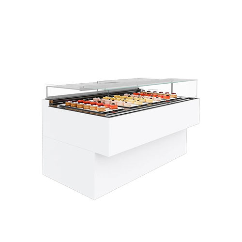 Counter refrigerated display case - AURA - IFI - for pastry shops / stainless steel / with sliding door