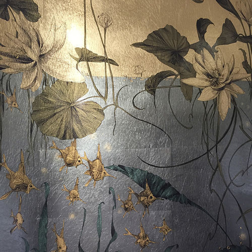 Contemporary wallpaper - MÉDUSES DROIT OR  - EDMOND PETIT - nonwoven fabric / nature pattern / floral pattern