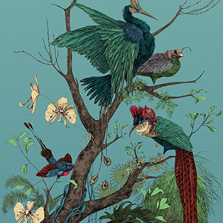 Contemporary wallpaper - OISEAU DE PARADIS DROIT  - EDMOND PETIT - nonwoven fabric / nature pattern / floral pattern