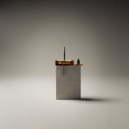 Countertop washbasin - MASSICCI - AGAPE - free-standing / concrete / glass