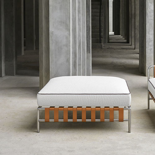 Contemporary pouf - ONSEN  - GANDIA BLASCO - water-repellent fabric / synthetic leather / stainless steel