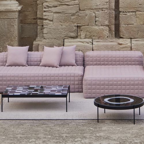 Contemporary coffee table - IRIS - GANDIA BLASCO - tempered glass / thermo-lacquered aluminum base / rectangular