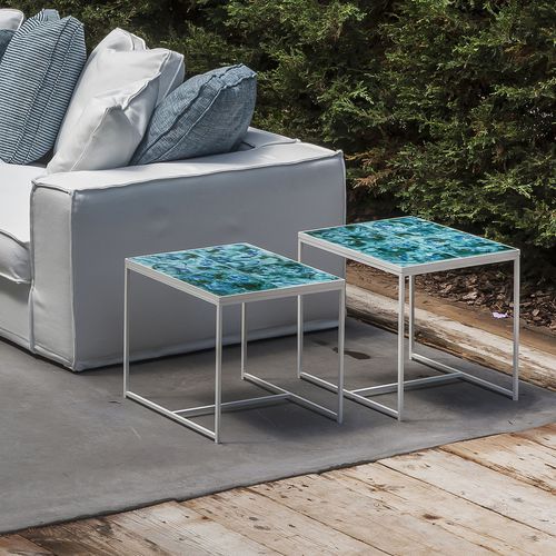 Design side table - FORT POINT - VILLEVENETE BY GATTI - perforated sheet metal / ceramic / painted metal base