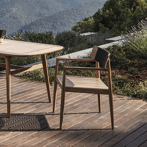 Contemporary dining chair - ARCHI - GLOSTER - outdoor / teak / rope