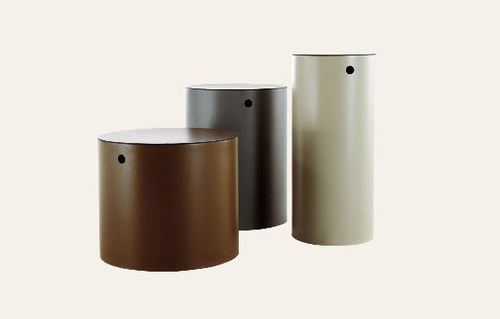 Contemporary side table - THAIS - IVANO REDAELLI - metal / leather / round