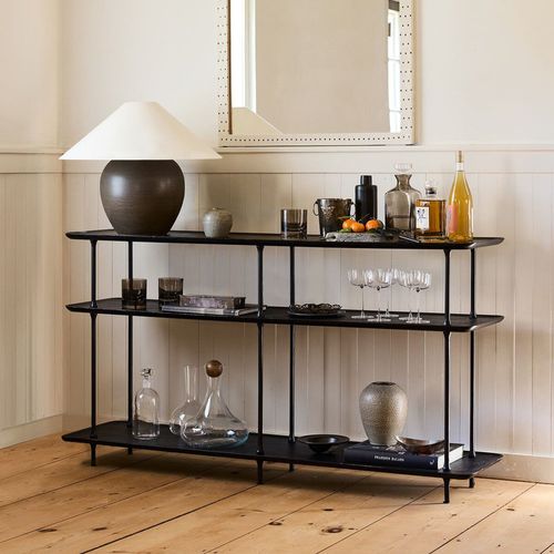 Contemporary sideboard table - Sintra - West Elm - solid wood / metal base / rectangular