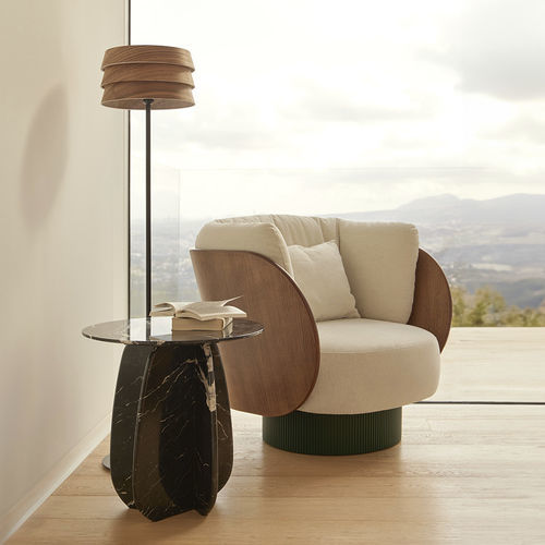 Contemporary armchair - DUNE - punt mobles - fabric / wooden / with removable cushion