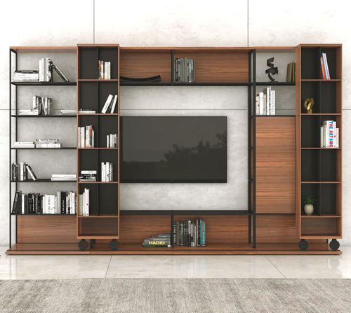 Contemporary TV cabinet - LITERATURA OPEN TV - punt mobles - with shelves / oak / walnut