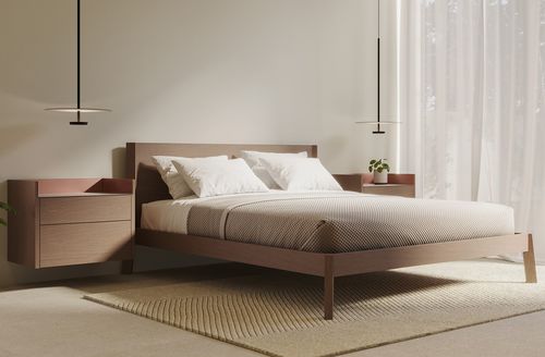 Double bed - BREDA  - punt mobles - contemporary / with headboard / oak