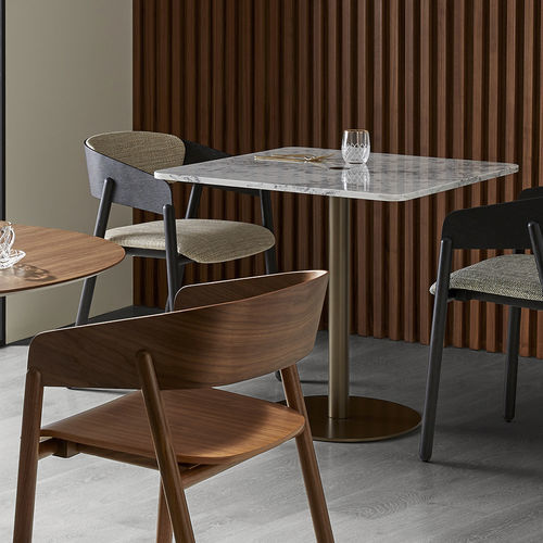 Contemporary table - NUCLEO - punt mobles - marble / metal base / round