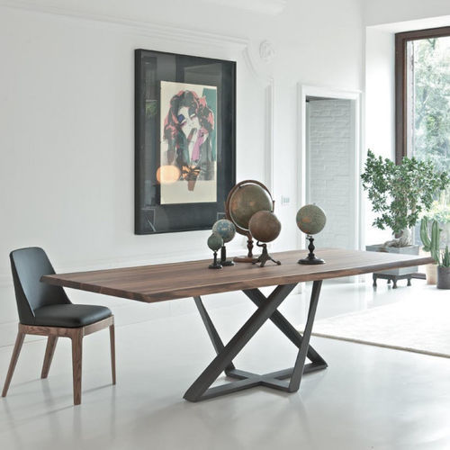 Contemporary table - MILLENNIUM - BONTEMPI CASA - lacquered metal / concrete / wood veneer
