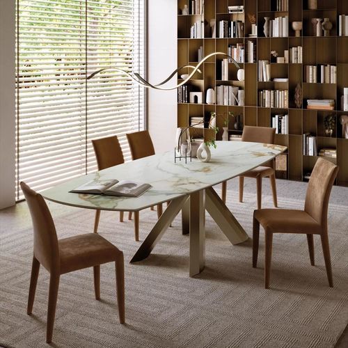 Contemporary dining table - MENHIR - BONTEMPI CASA - crystal / ceramic / painted steel