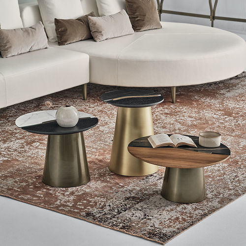 Contemporary coffee table - YANG - BONTEMPI CASA - lacquered metal / wood veneer / engineered stone
