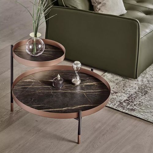 Contemporary coffee table - PLANET - BONTEMPI CASA - lacquered metal / glass / lacquered glass