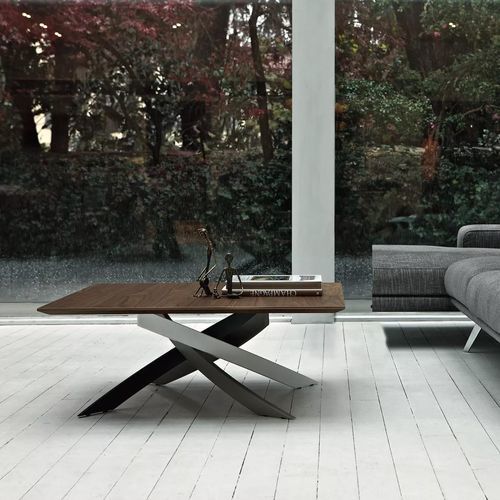 Contemporary coffee table - ARTISTICO - BONTEMPI CASA - lacquered metal / wood veneer / crystal