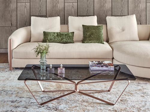 Crystal coffee table - LOOP - BONTEMPI CASA - lacquered metal / glass / rectangular