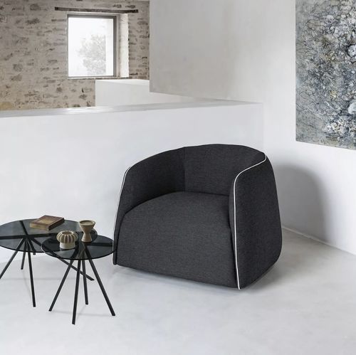 Contemporary armchair - KODI - BONTEMPI CASA - leather / fabric / wooden