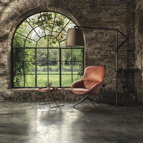Contemporary coffee table - FLEXUS - BONTEMPI CASA - lacquered metal / leather / metal base