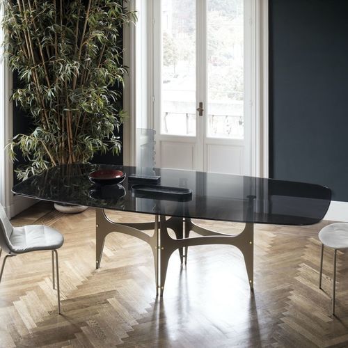 Contemporary table - UNIVERSE - BONTEMPI CASA - solid wood / wood veneer / glass