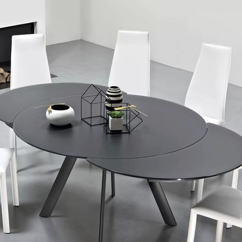 Contemporary table - GIRO - BONTEMPI CASA - glass / round / extending