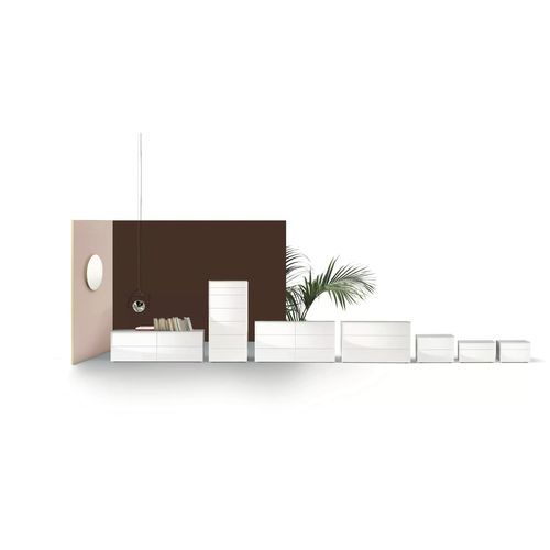Contemporary chest of drawers - ENEA  - BONTEMPI CASA - lacquered wood / lacquered glass / 5-drawer