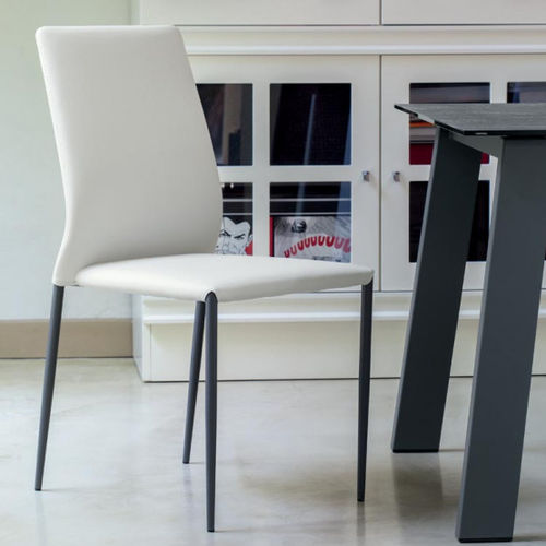 Contemporary chair - KENDRA - INGENIA CASA - indoor / leather / lacquered metal base