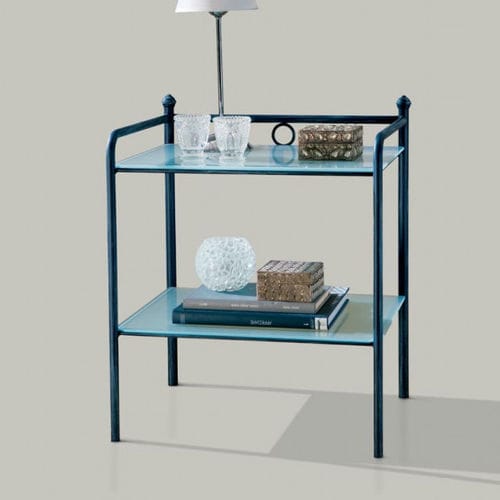 Traditional bedside table - CANOVA - INGENIA CASA - sandblasted glass / iron / rectangular