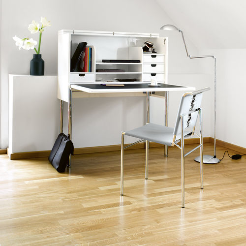 Contemporary chair - ROQUEBRUNE  - CLASSICON - indoor / leather / chrome steel base